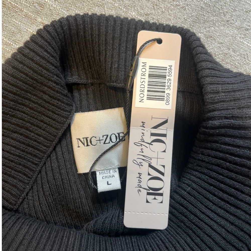 NWT Nic + Zoe Kira Long Sleeve Knit & Woven Pleated Maxi Dress Black Onyx  L - Picture 11 of 11